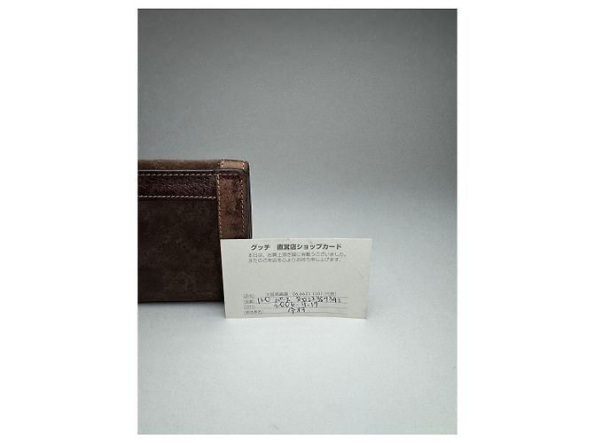 Vintage Gucci Suede leather monogram wallet Brown - view 8