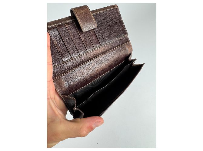 Vintage Gucci Suede leather monogram wallet Brown - view 9