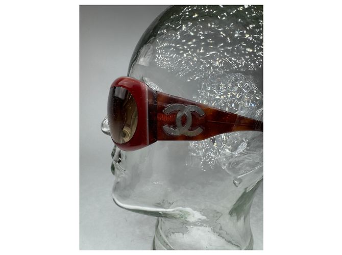 Vintage Chanel CC Sonnenbrille rot - Ansicht 3