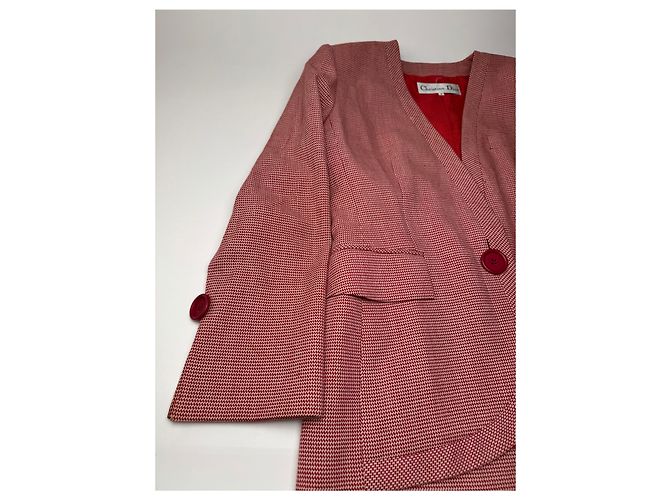 Blazer trench vintage Dior rosso bianco L - vista 11