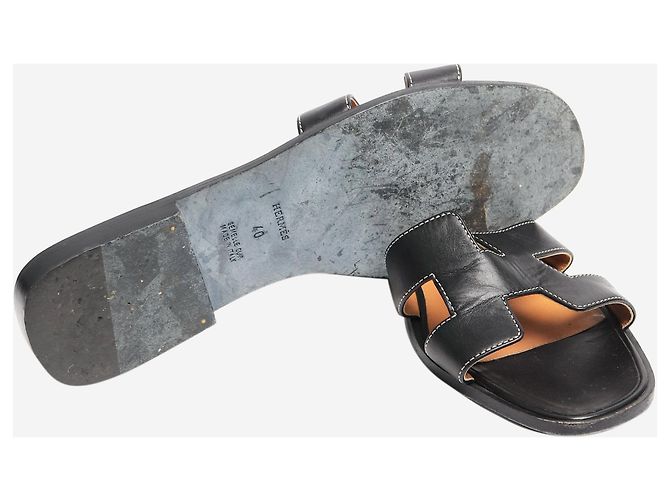 Hermès Black Oran sandals - size EU 40 - view 5