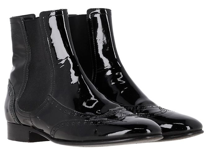 Timeless Stivaletti Chanel in pelle verniciata nera Nero - vista 4