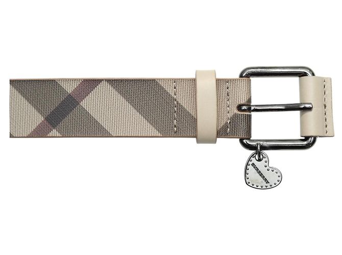 Burberry Beige Nova Check Heart beschichteter Canvas- und Leder-Gürtel mit Schnalle Größe 40/100 - Ansicht 5