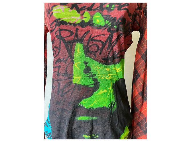 Jean Paul Gaultier Top in rete multicolore stile Andy Warhol - vista 3