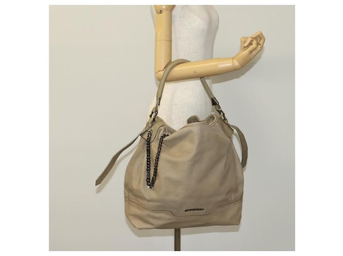 Borsa a Spalla in Pelle Beige Auth 119364 di BURBERRY - vista 23