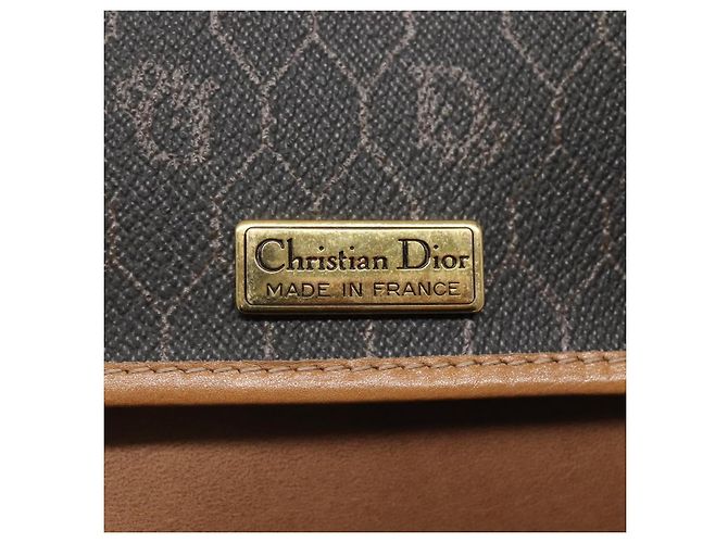 Borsa a spalla in tela a nido d'ape Christian Dior PVC nera e dorata Auth sw452 Nero D'oro - vista 10