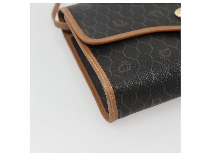 Borsa a spalla in tela a nido d'ape Christian Dior PVC nera e dorata Auth sw452 Nero D'oro - vista 14