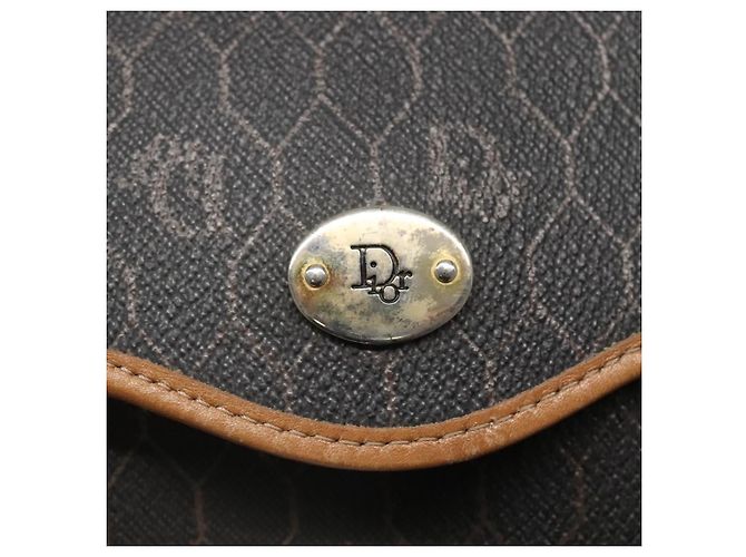 Borsa a spalla in tela a nido d'ape Christian Dior PVC nera e dorata Auth sw452 Nero D'oro - vista 17
