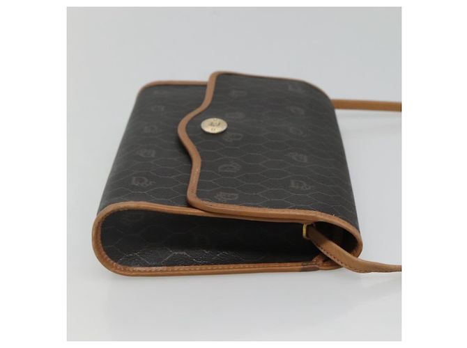 Borsa a spalla in tela a nido d'ape Christian Dior PVC nera e dorata Auth sw452 Nero D'oro - vista 3