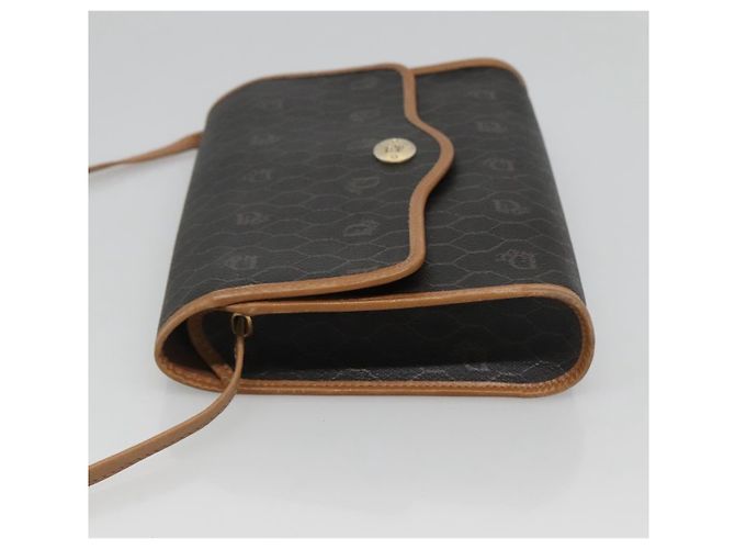 Borsa a spalla in tela a nido d'ape Christian Dior PVC nera e dorata Auth sw452 Nero D'oro - vista 4