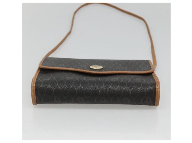 Borsa a spalla in tela a nido d'ape Christian Dior PVC nera e dorata Auth sw452 Nero D'oro - vista 5