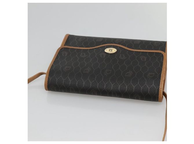 Borsa a spalla in tela a nido d'ape Christian Dior PVC nera e dorata Auth sw452 Nero D'oro - vista 6