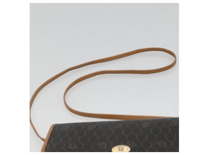 Borsa a spalla in tela a nido d'ape Christian Dior PVC nera e dorata Auth sw452 Nero D'oro - vista 8