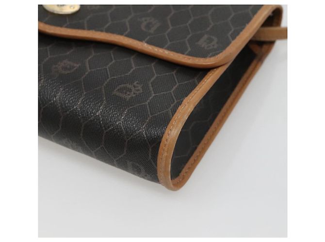 Borsa a spalla in tela a nido d'ape Christian Dior PVC nera e dorata Auth sw452 Nero D'oro - vista 9