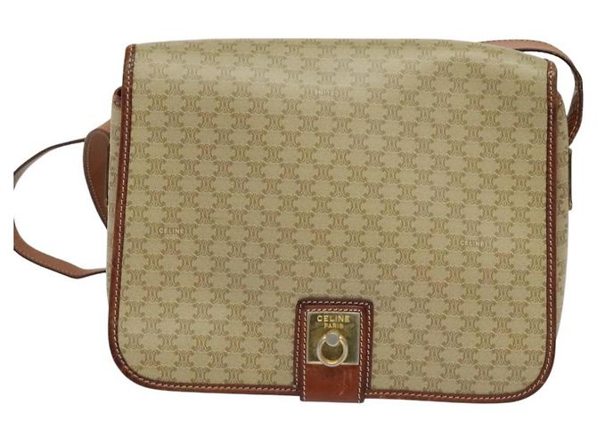 Céline Borsa a spalla in tela Macadam CELINE PVC beige oro Auth 120907 D'oro - vista 13