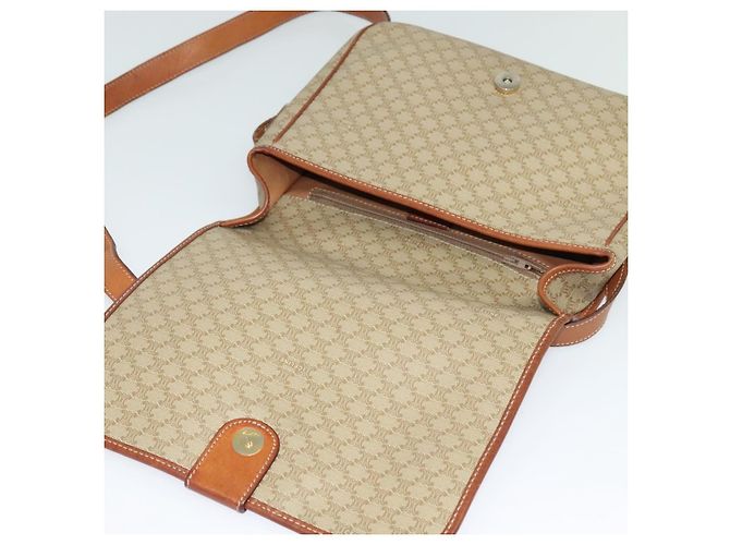 Céline Borsa a spalla in tela Macadam CELINE PVC beige oro Auth 120907 D'oro - vista 18