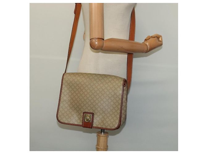 Céline Borsa a spalla in tela Macadam CELINE PVC beige oro Auth 120907 D'oro - vista 21