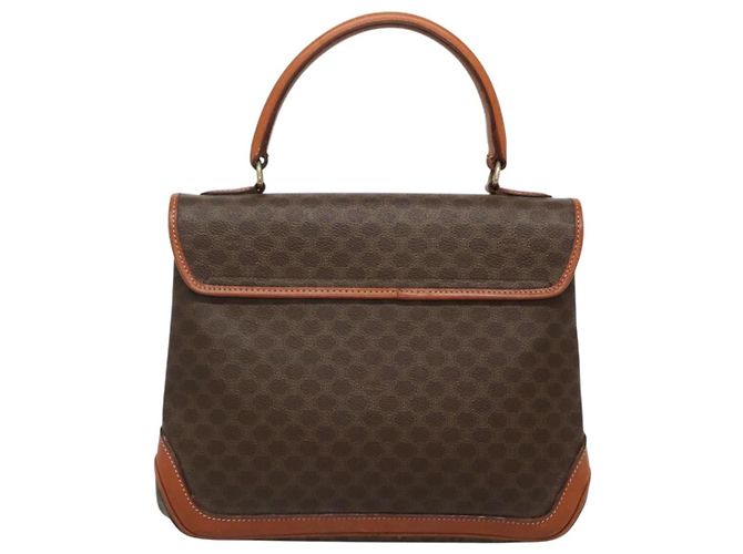 Céline Borsa a mano in tela Macadam CELINE in pelle PVC marrone oro Auth 121702 D'oro - vista 2