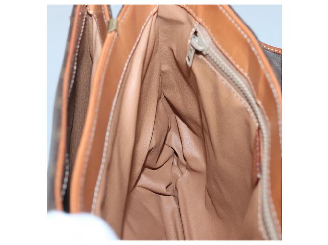 Céline Borsa a mano in tela Macadam CELINE in pelle PVC marrone oro Auth 121702 D'oro - vista 20