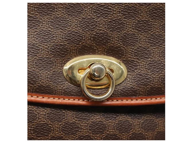 Céline Borsa a mano in tela Macadam CELINE in pelle PVC marrone oro Auth 121702 D'oro - vista 9