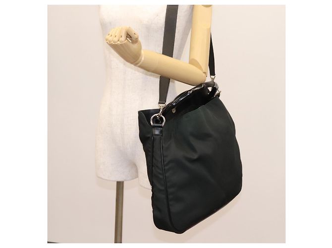 Borsa a mano GUCCI Nylon 2 vie Verde Argento 001 1577 Auth bs24806 - vista 23