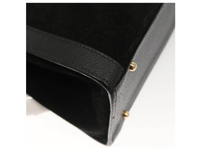 Borsa a Mano GUCCI Bamboo Camoscio Nero Oro 002 0260 Auth ep8789 D'oro - vista 15