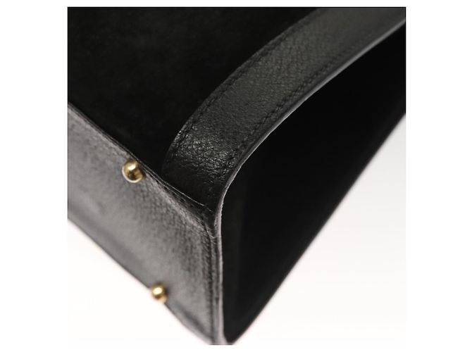 Borsa a Mano GUCCI Bamboo Camoscio Nero Oro 002 0260 Auth ep8789 D'oro - vista 16