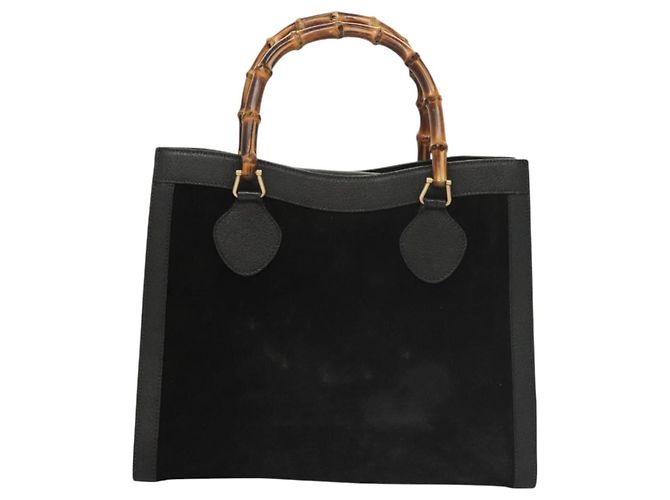 Borsa a Mano GUCCI Bamboo Camoscio Nero Oro 002 0260 Auth ep8789 D'oro - vista 2