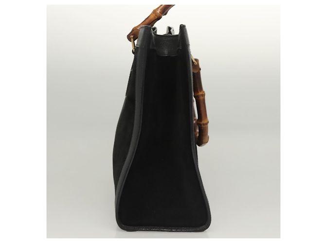 Borsa a Mano GUCCI Bamboo Camoscio Nero Oro 002 0260 Auth ep8789 D'oro - vista 3