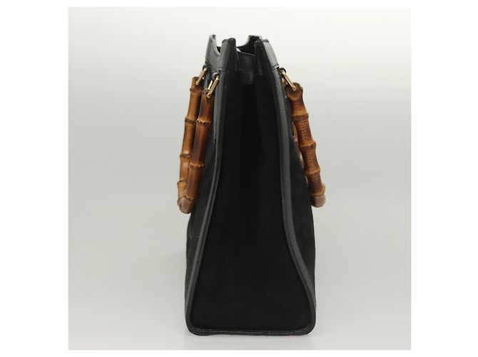 Borsa a Mano GUCCI Bamboo Camoscio Nero Oro 002 0260 Auth ep8789 D'oro - vista 4