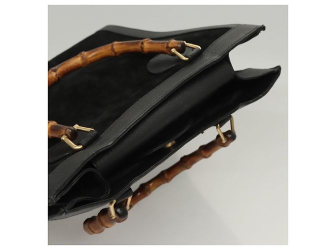 Borsa a Mano GUCCI Bamboo Camoscio Nero Oro 002 0260 Auth ep8789 D'oro - vista 6