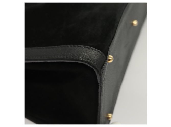 Borsa a Mano GUCCI Bamboo Camoscio Nero Oro 002 0260 Auth ep8789 D'oro - vista 9