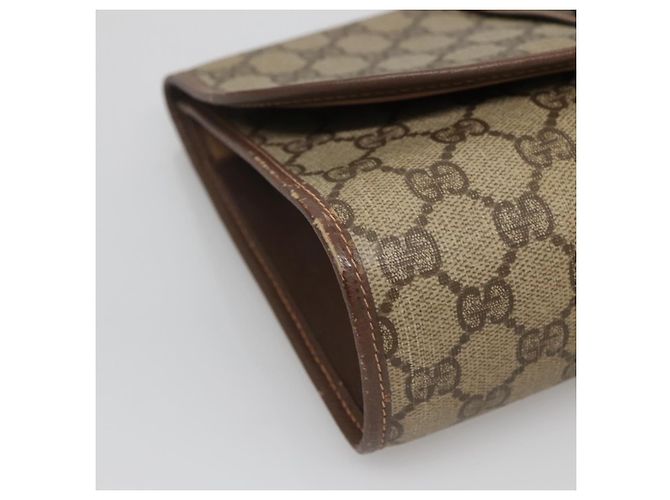 GUCCI GG Supreme Web Sherry Line Borsa PVC Beige Oro 156 01 030 Auth am8209 D'oro - vista 14