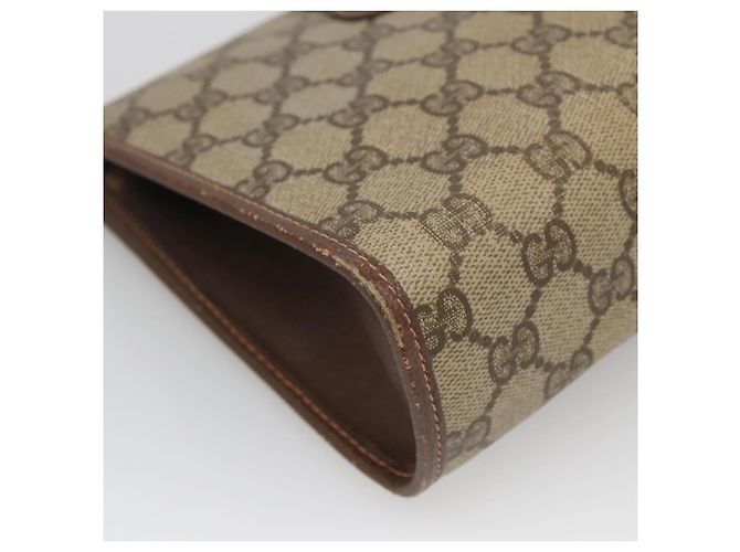 GUCCI GG Supreme Web Sherry Line Borsa PVC Beige Oro 156 01 030 Auth am8209 D'oro - vista 16
