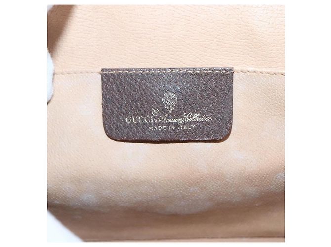 GUCCI GG Supreme Web Sherry Line Borsa PVC Beige Oro 156 01 030 Auth am8209 D'oro - vista 17