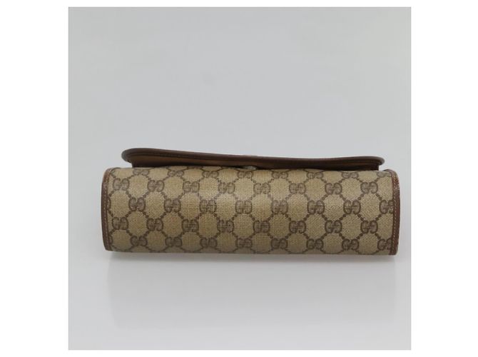 GUCCI GG Supreme Web Sherry Line Borsa PVC Beige Oro 156 01 030 Auth am8209 D'oro - vista 6
