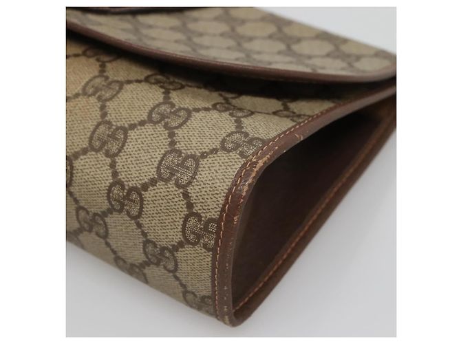 GUCCI GG Supreme Web Sherry Line Borsa PVC Beige Oro 156 01 030 Auth am8209 D'oro - vista 7