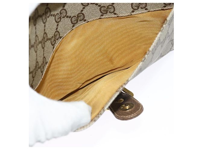 Borsa a spalla GUCCI GG Supreme PVC Beige Oro Auth BA1492 D'oro - vista 11
