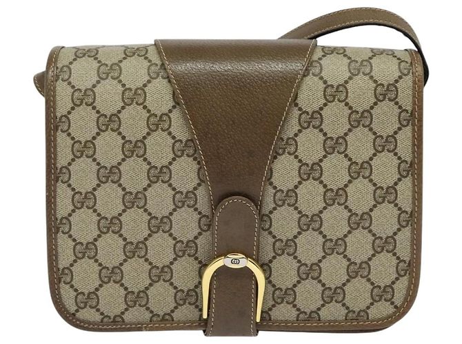 Borsa a spalla GUCCI GG Supreme PVC Beige Oro Auth BA1492 D'oro - vista 13