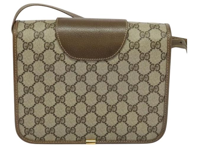 Borsa a spalla GUCCI GG Supreme PVC Beige Oro Auth BA1492 D'oro - vista 2