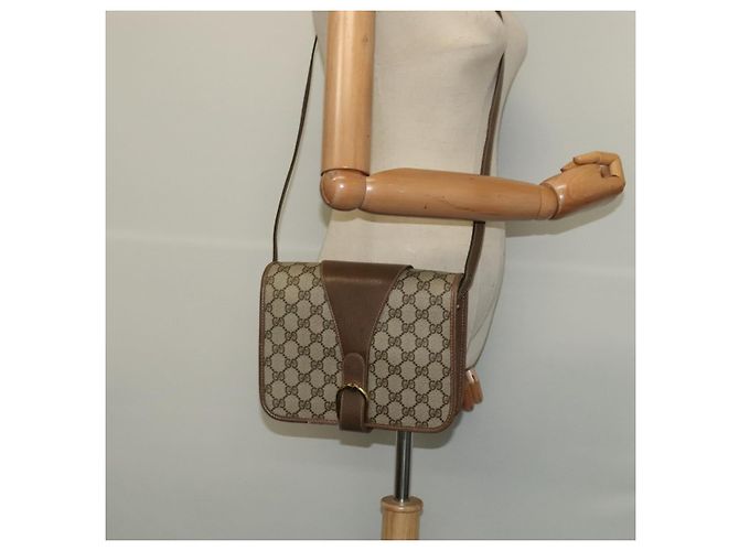Borsa a spalla GUCCI GG Supreme PVC Beige Oro Auth BA1492 D'oro - vista 23