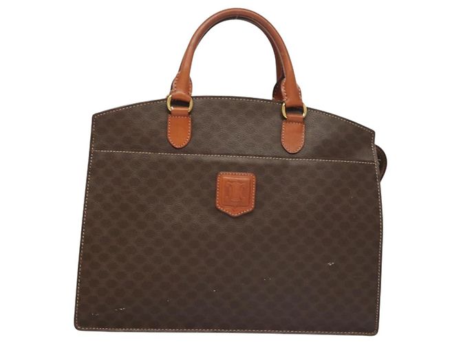 Céline Borsa a mano in tela Macadam CELINE in pelle PVC marrone oro Auth hk2512 D'oro - vista 13