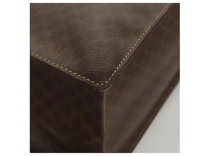Céline Borsa a mano in tela Macadam CELINE in pelle PVC marrone oro Auth hk2512 D'oro - vista 14