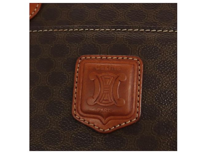 Céline Borsa a mano in tela Macadam CELINE in pelle PVC marrone oro Auth hk2512 D'oro - vista 17