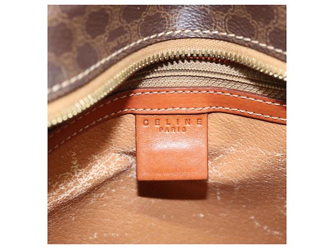 Céline Borsa a mano in tela Macadam CELINE in pelle PVC marrone oro Auth hk2512 D'oro - vista 19