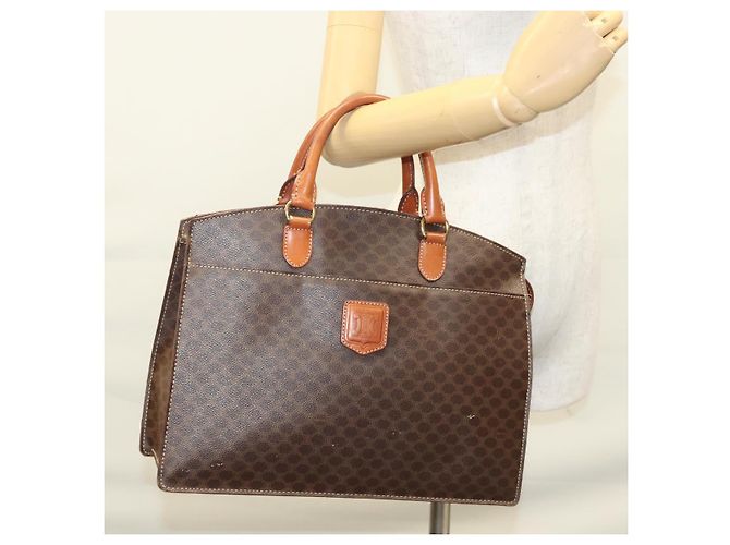 Céline Borsa a mano in tela Macadam CELINE in pelle PVC marrone oro Auth hk2512 D'oro - vista 23