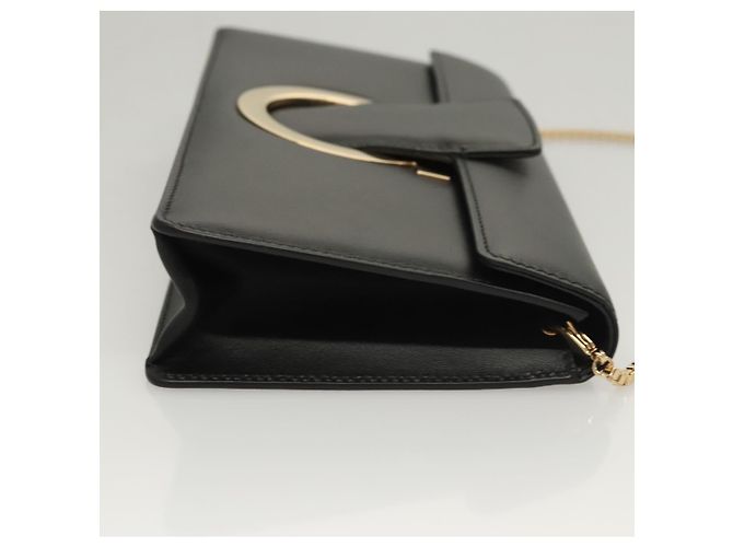 Borsa a spalla in pelle nera e oro Gancini Chain di Salvatore Ferragamo Auth 120981 Nero D'oro - vista 3