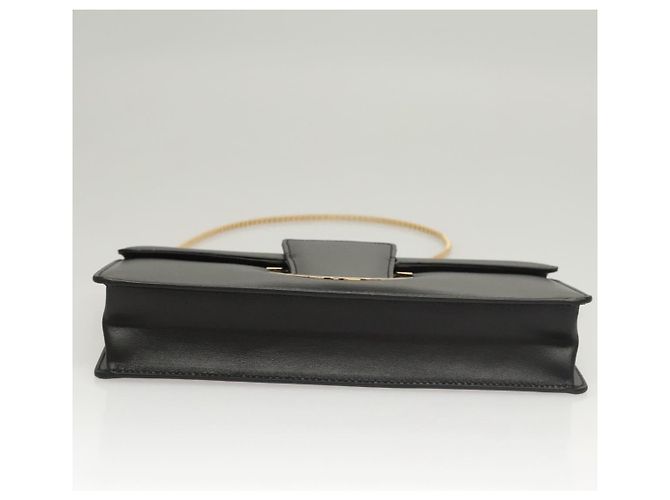 Borsa a spalla in pelle nera e oro Gancini Chain di Salvatore Ferragamo Auth 120981 Nero D'oro - vista 5