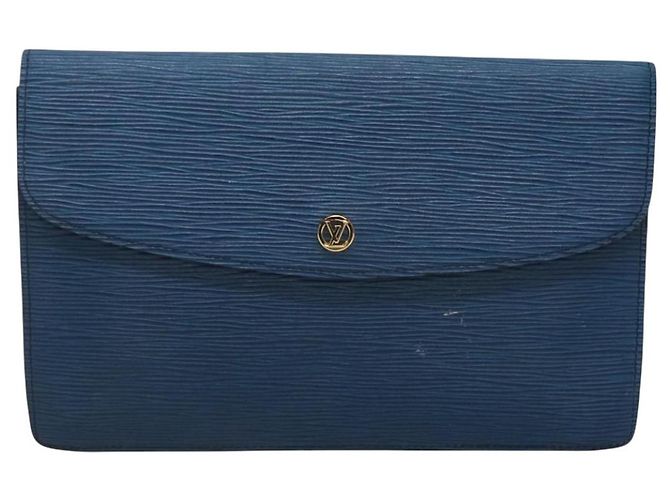 LOUIS VUITTON Epi Montaigne 27 Clutch Blu M52655 LV Auth 121415 - vista 13