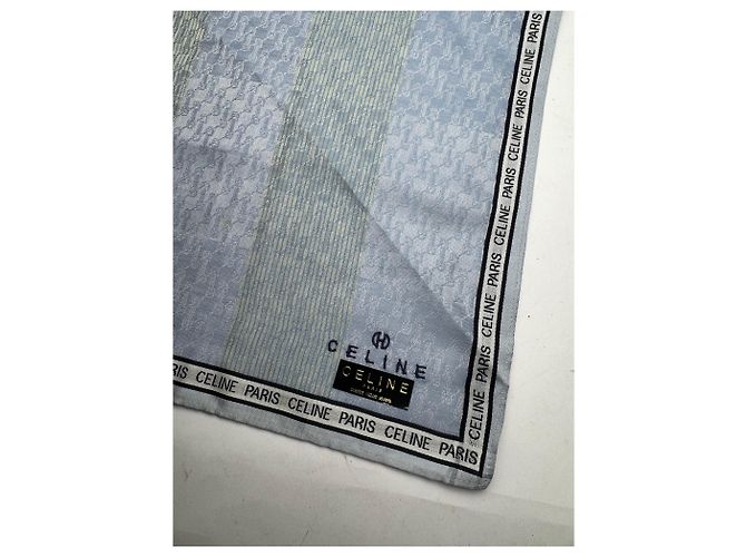 Céline Sciarpa vintage Celine verde grigio - vista 7